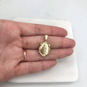 18K Gold Layered Oro Laminado 23mm Our Lady of Guadalupe Medal Pendant 31.0050